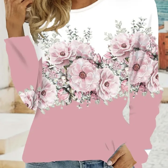 Floral Print Color Block Top - Picture 8 of 11